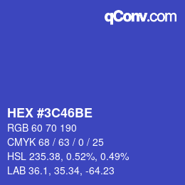 颜色代码: HEX #3C46BE | qconv.com
