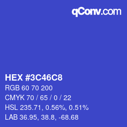 カラーコード: HEX #3C46C8 | qconv.com