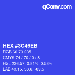 Color code: HEX #3C46EB | qconv.com