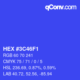 Color code: HEX #3C46F1 | qconv.com