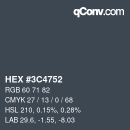 カラーコード: HEX #3C4752 | qconv.com