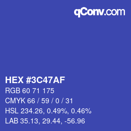 Color code: HEX #3C47AF | qconv.com