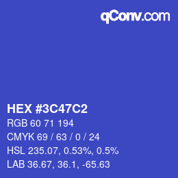 Color code: HEX #3C47C2 | qconv.com