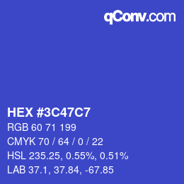 Color code: HEX #3C47C7 | qconv.com