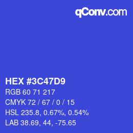 Color code: HEX #3C47D9 | qconv.com