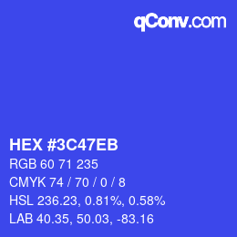 Color code: HEX #3C47EB | qconv.com