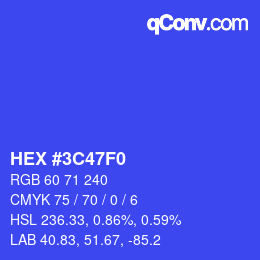 Farbcode: HEX #3C47F0 | qconv.com