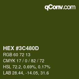 Color code: HEX #3C480D | qconv.com