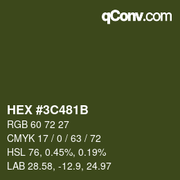 Color code: HEX #3C481B | qconv.com