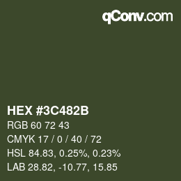 Color code: HEX #3C482B | qconv.com