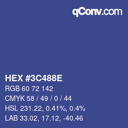 Color code: HEX #3C488E | qconv.com