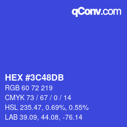 Color code: HEX #3C48DB | qconv.com