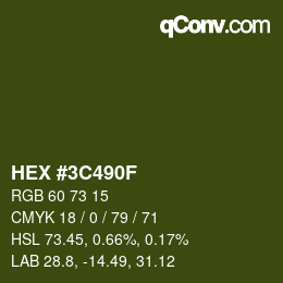 Color code: HEX #3C490F | qconv.com