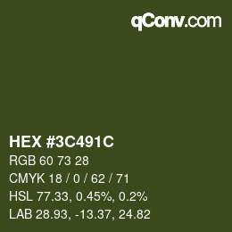 Color code: HEX #3C491C | qconv.com