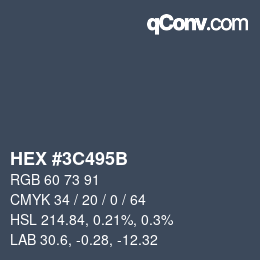 Color code: HEX #3C495B | qconv.com