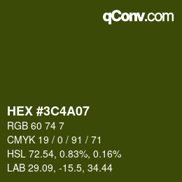 Color code: HEX #3C4A07 | qconv.com