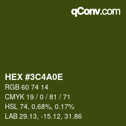 カラーコード: HEX #3C4A0E | qconv.com