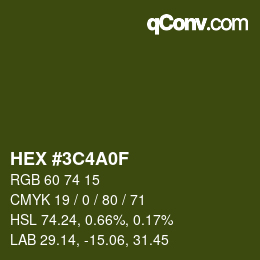 Color code: HEX #3C4A0F | qconv.com