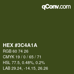 Color code: HEX #3C4A1A | qconv.com