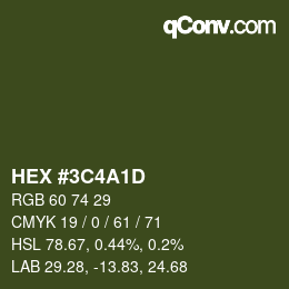 Color code: HEX #3C4A1D | qconv.com