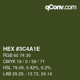 Color code: HEX #3C4A1E | qconv.com