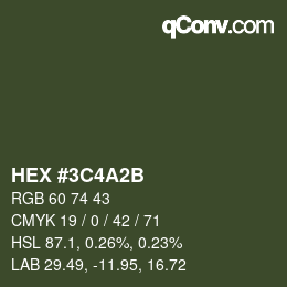 Farbcode: HEX #3C4A2B | qconv.com