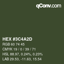 カラーコード: HEX #3C4A2D | qconv.com