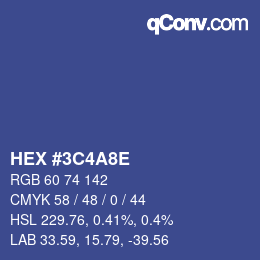 Color code: HEX #3C4A8E | qconv.com