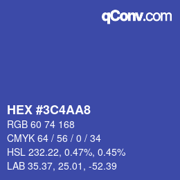 Color code: HEX #3C4AA8 | qconv.com
