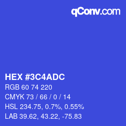 Color code: HEX #3C4ADC | qconv.com