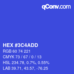 Color code: HEX #3C4ADD | qconv.com