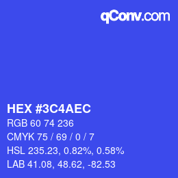 Color code: HEX #3C4AEC | qconv.com