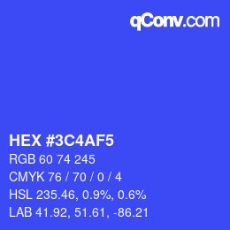 カラーコード: HEX #3C4AF5 | qconv.com