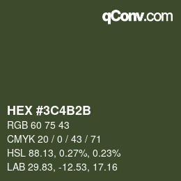 Color code: HEX #3C4B2B | qconv.com