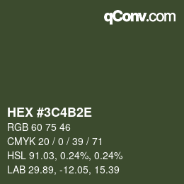 Color code: HEX #3C4B2E | qconv.com