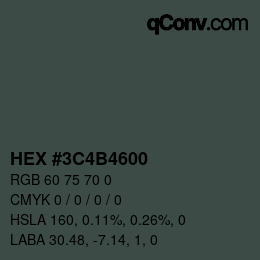 Code couleur: HEX #3C4B4600 | qconv.com
