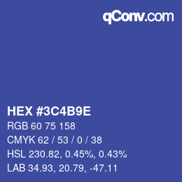 Color code: HEX #3C4B9E | qconv.com