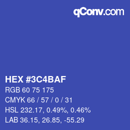 颜色代码: HEX #3C4BAF | qconv.com