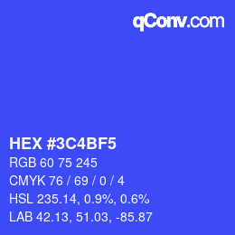 Color code: HEX #3C4BF5 | qconv.com