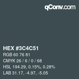 カラーコード: HEX #3C4C51 | qconv.com