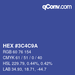 Color code: HEX #3C4C9A | qconv.com