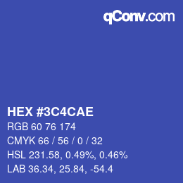 Color code: HEX #3C4CAE | qconv.com