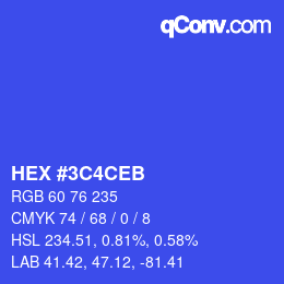 Color code: HEX #3C4CEB | qconv.com