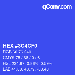 Color code: HEX #3C4CF0 | qconv.com