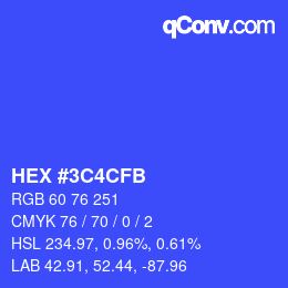 Color code: HEX #3C4CFB | qconv.com