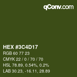 Color code: HEX #3C4D17 | qconv.com