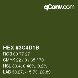 Color code: HEX #3C4D1B | qconv.com