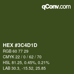 Color code: HEX #3C4D1D | qconv.com
