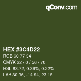 Color code: HEX #3C4D22 | qconv.com