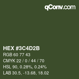 Color code: HEX #3C4D2B | qconv.com